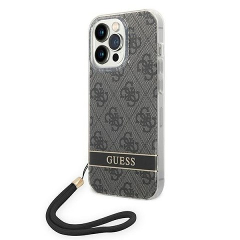 Etui na telefon iPhone 14 Pro Max Guess 4G Print Strap czarne