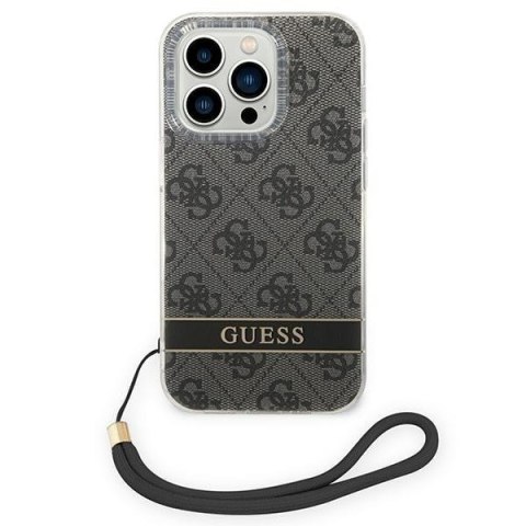 Etui na telefon iPhone 14 Pro Max Guess 4G Print Strap czarne