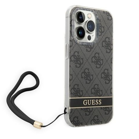 Etui na telefon iPhone 14 Pro Max Guess 4G Print Strap czarne