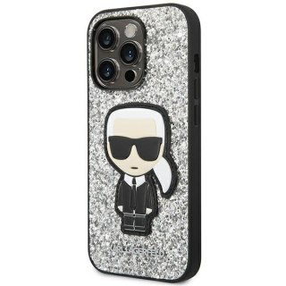 Etui iPhone 14 Pro Max Karl Lagerfeld srebrne Glitter Flakes Ikonik