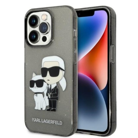 Etui na telefon iPhone 14 Pro Max Karl Lagerfeld czarne IML GLIT NFT