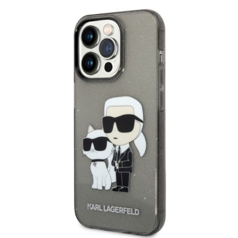 Etui na telefon iPhone 14 Pro Max Karl Lagerfeld czarne IML GLIT NFT