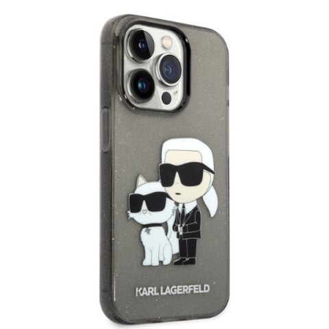 Etui na telefon iPhone 14 Pro Max Karl Lagerfeld czarne IML GLIT NFT