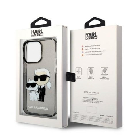 Etui na telefon iPhone 14 Pro Max Karl Lagerfeld czarne IML GLIT NFT