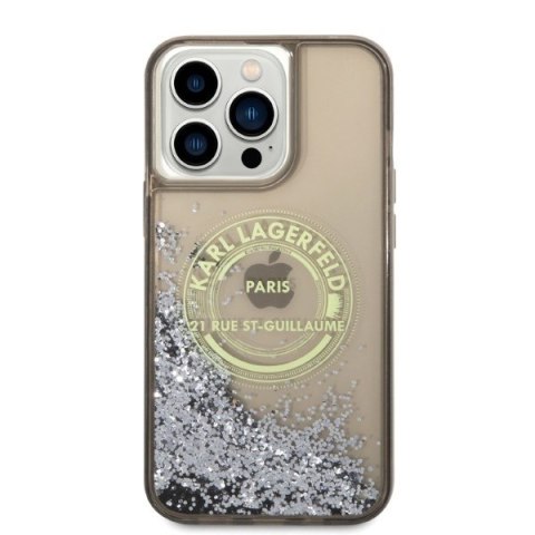 Etui na telefon iPhone 14 Pro Max Karl Lagerfeld czarne Liquid Glitter