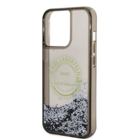 Etui na telefon iPhone 14 Pro Max Karl Lagerfeld czarne Liquid Glitter