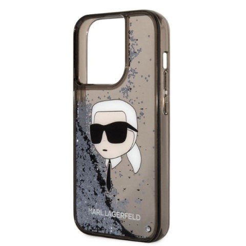 Etui iPhone 14 Pro Max Karl Lagerfeld czarne Glitter NFT Karl Head