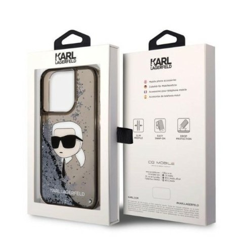 Etui iPhone 14 Pro Max Karl Lagerfeld czarne Glitter NFT Karl Head