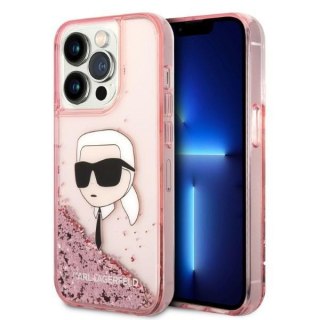 Etui na telefon iPhone 14 Pro Max Karl Lagerfeld różowe Glitter NFT