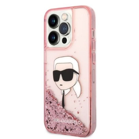 Etui na telefon iPhone 14 Pro Max Karl Lagerfeld różowe Glitter NFT