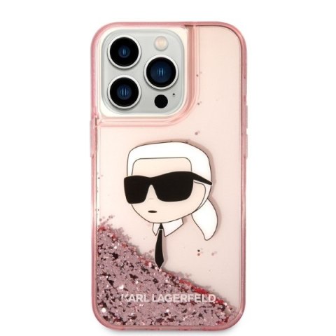 Etui na telefon iPhone 14 Pro Max Karl Lagerfeld różowe Glitter NFT