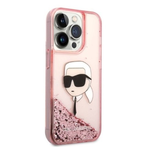 Etui na telefon iPhone 14 Pro Max Karl Lagerfeld różowe Glitter NFT