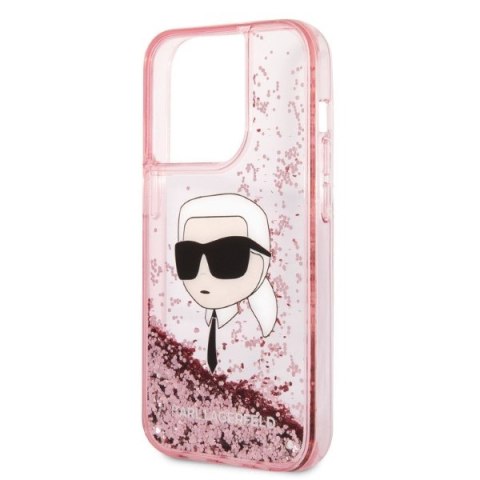 Etui na telefon iPhone 14 Pro Max Karl Lagerfeld różowe Glitter NFT