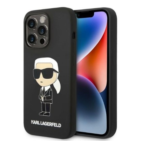 Etui iPhone 14 Pro Max Karl Lagerfeld czarne hardcase Silicone NFT Ikonik MagSafe