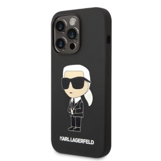 Etui iPhone 14 Pro Max Karl Lagerfeld czarne hardcase Silicone NFT Ikonik MagSafe