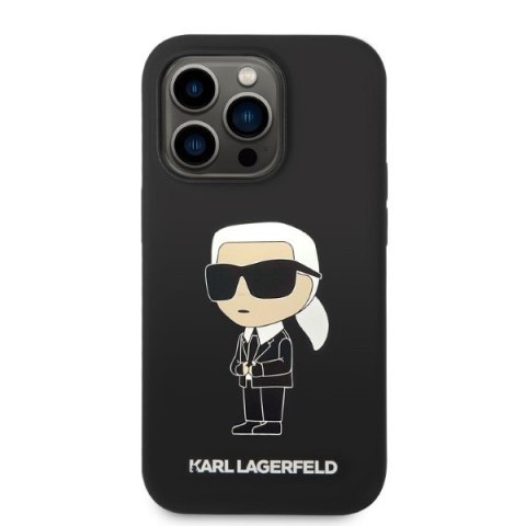 Etui iPhone 14 Pro Max Karl Lagerfeld czarne hardcase Silicone NFT Ikonik MagSafe