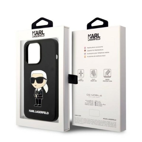 Etui iPhone 14 Pro Max Karl Lagerfeld czarne hardcase Silicone NFT Ikonik MagSafe