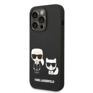 Etui iPhone 14 Pro Max Karl Lagerfeld czarne hardcase Liquid Silicone Karl & Choupette MagSafe