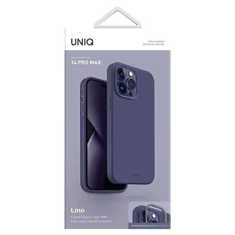 Etui na telefon iPhone 14 Pro Max UNIQ Lino purpurowy - elegancki design