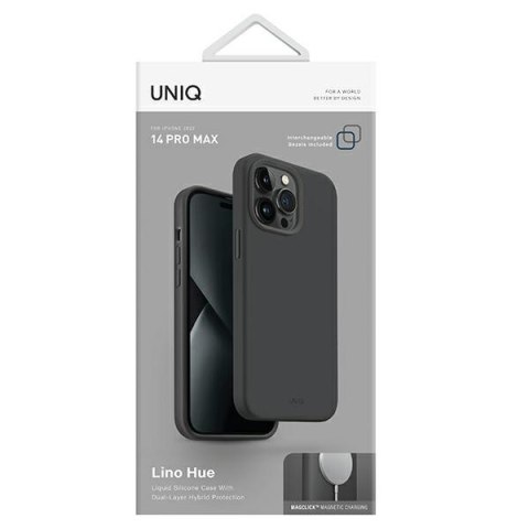 Etui na telefon iPhone 14 Pro Max UNIQ Lino Hue szary - eleganckie i trwałe