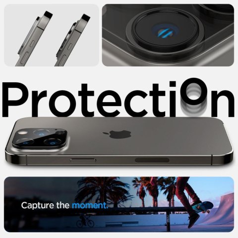 Szkło hartowane iPhone 14 Pro / 14 Pro Max Spigen Optik.tr Camera Protector Black [2 PACK]