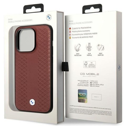 Etui BMW BMHCP14X22RFGR Apple iPhone 14 Pro Max burgundowy/burgundy Leather Diamond Pattern