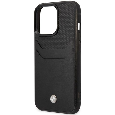 Etui iPhone 14 Pro Max BMW czarne Leather Card Slot