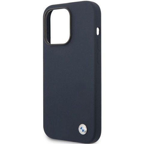 Etui na telefon iPhone 14 Pro Max BMW granatowe z silikonem i logo