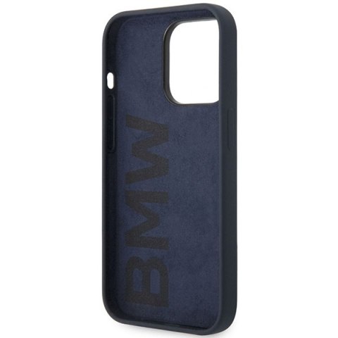 Etui na telefon iPhone 14 Pro Max BMW granatowe z silikonem i logo