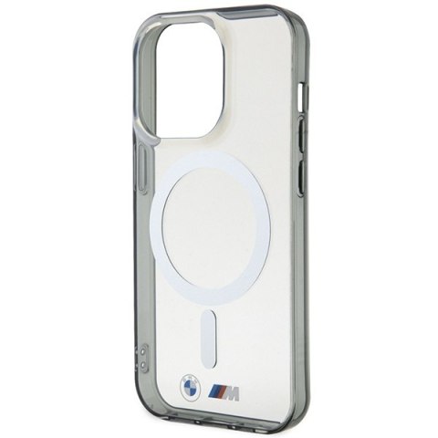 Etui na telefon iPhone 14 Pro Max BMW przezroczyste MagSafe Silver Ring