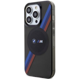 Etui iPhone 14 Pro Max BMW szare hardcase Tricolor Stripes MagSafe