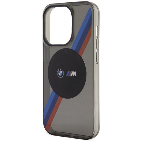 Etui na telefon iPhone 14 Pro Max BMW Tricolor Stripes MagSafe szare