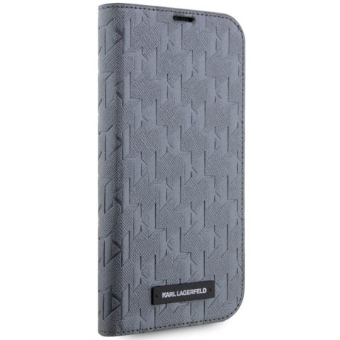 Etui na telefon iPhone 14 Pro Max Karl Lagerfeld Saffiano Monogram srebrne