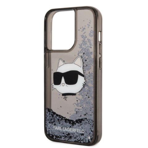 Etui iPhone 14 Pro Max Karl Lagerfeld czarne Glitter Choupette Head