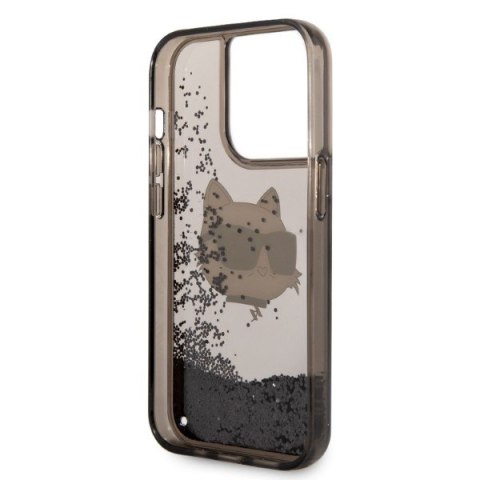 Etui iPhone 14 Pro Max Karl Lagerfeld czarne Glitter Choupette Head