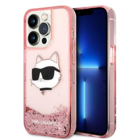 Etui na telefon iPhone 14 Pro Max Karl Lagerfeld Choupette różowe Glitter