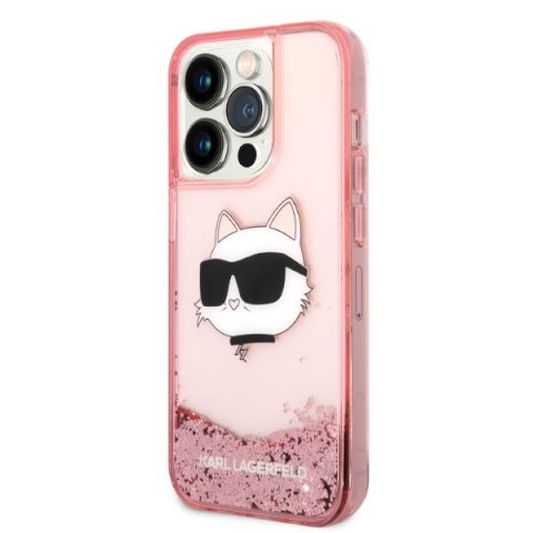 Etui na telefon iPhone 14 Pro Max Karl Lagerfeld Choupette różowe Glitter