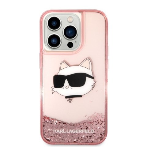 Etui na telefon iPhone 14 Pro Max Karl Lagerfeld Choupette różowe Glitter