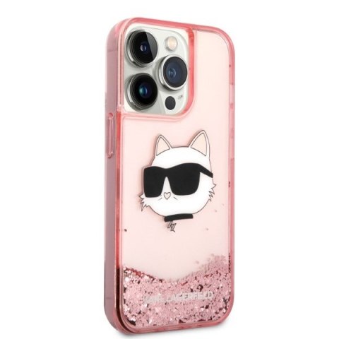 Etui na telefon iPhone 14 Pro Max Karl Lagerfeld Choupette różowe Glitter