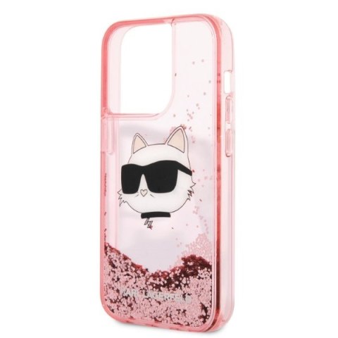 Etui na telefon iPhone 14 Pro Max Karl Lagerfeld Choupette różowe Glitter