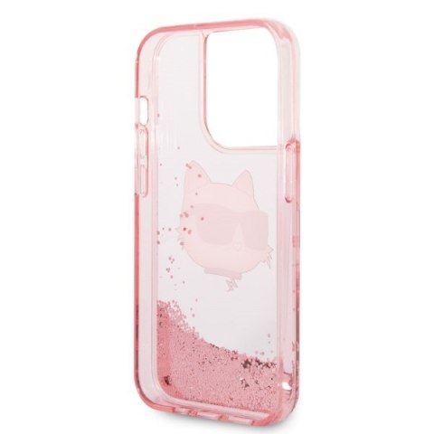 Etui na telefon iPhone 14 Pro Max Karl Lagerfeld Choupette różowe Glitter