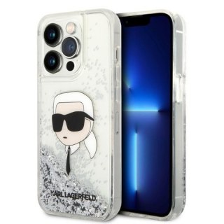 Etui iPhone 14 Pro Max Karl Lagerfeld srebrne Glitter Karl Head