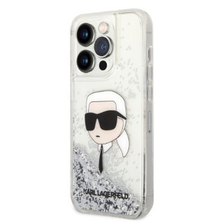 Etui iPhone 14 Pro Max Karl Lagerfeld srebrne Glitter Karl Head