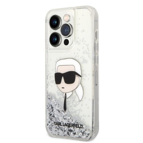 Etui na telefon iPhone 14 Pro Max Karl Lagerfeld srebrne Glitter