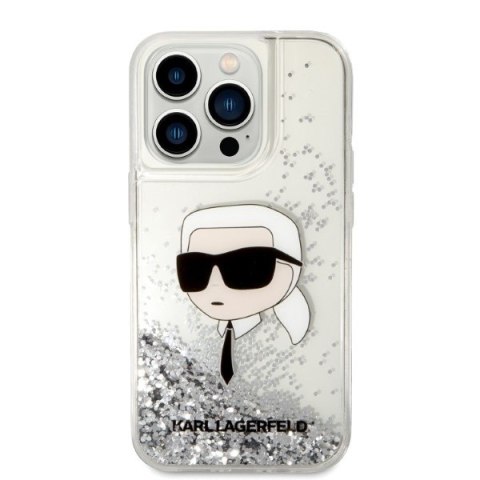 Etui na telefon iPhone 14 Pro Max Karl Lagerfeld srebrne Glitter