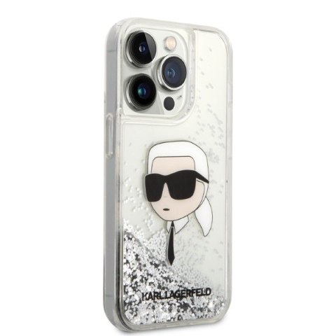 Etui na telefon iPhone 14 Pro Max Karl Lagerfeld srebrne Glitter