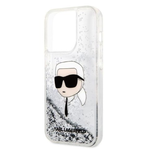 Etui na telefon iPhone 14 Pro Max Karl Lagerfeld srebrne Glitter