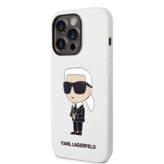 Etui iPhone 14 Pro Max Karl Lagerfeld białe Silicone Ikonik