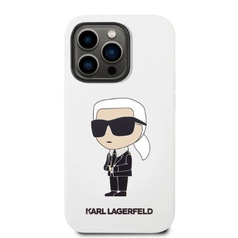 Etui iPhone 14 Pro Max Karl Lagerfeld białe Silicone Ikonik