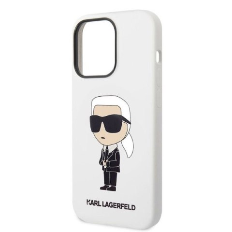 Etui iPhone 14 Pro Max Karl Lagerfeld białe Silicone Ikonik